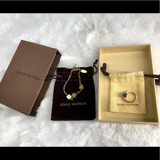 Louis Vuitton Gamble Bracelet Ringauthentic Crystal  Jewelry Set Gamble